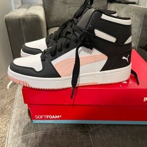 New in Box! Pima pink, white and black high tops size 8.5 women’s